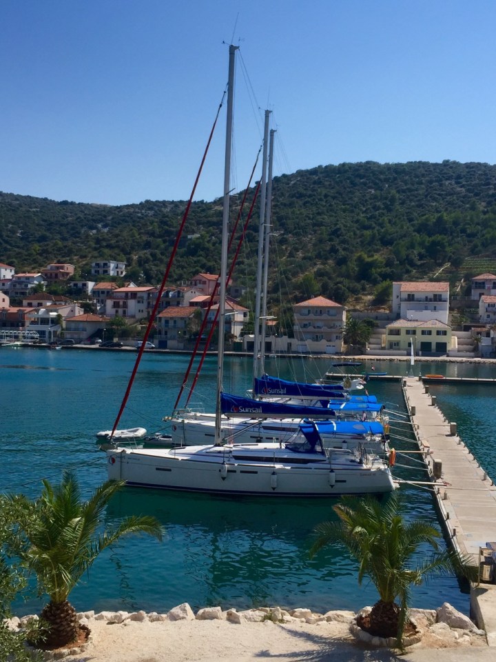 Moored yachts in town of Marina