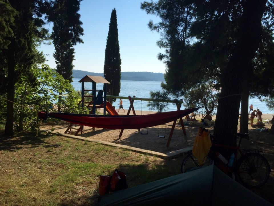 Pitched near the sea (and bar), Rosak camping, Trogir