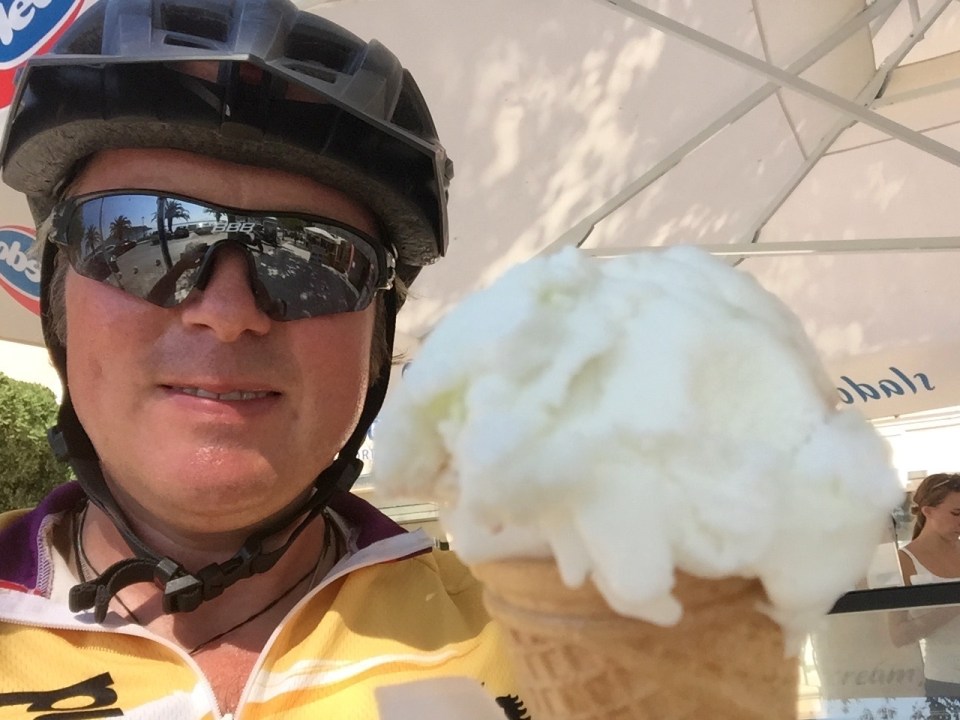 A very hot me with ice-cream number 2 of the day; lemon sorbet