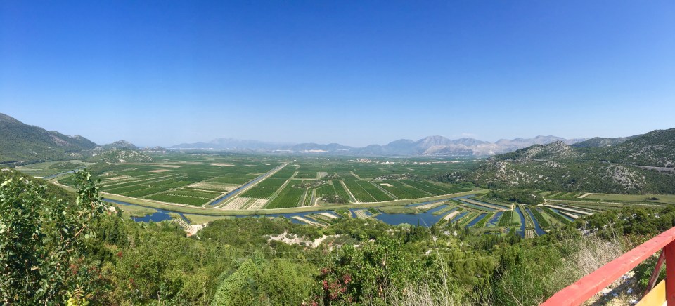 Looking back over the flood plain and farmland