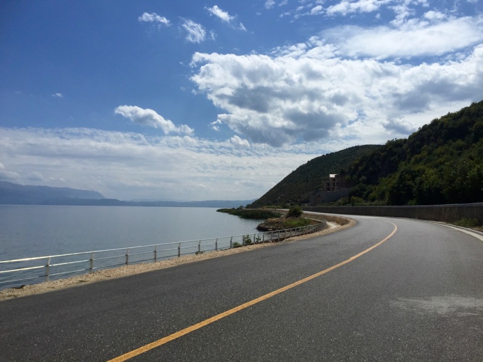 Good road alongside Lake Ohrid