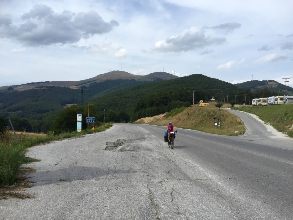 Clara arriving a the top