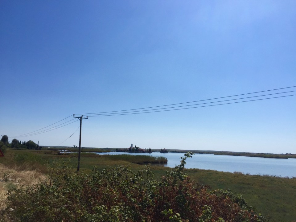 Small island and church in the lagoon
