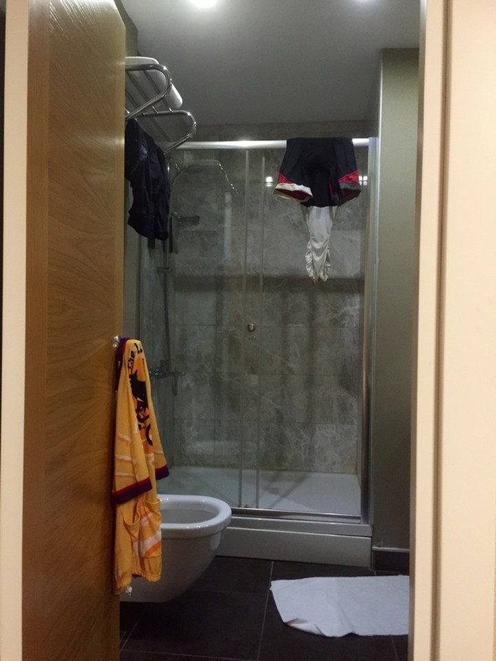 I was quite excited about my ensuite bathroom; also washed cycling gear, much needed!
