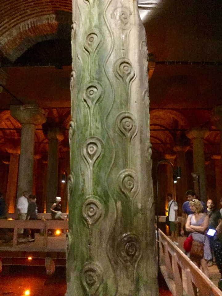 Carved column, cistern