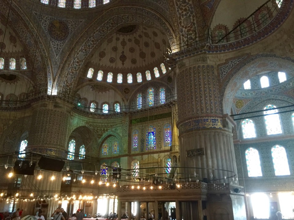 Ornate interior of Sultan Ahmet mosque