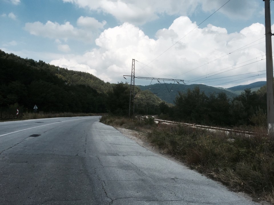 The railway line runs alongside, and a few noisy trains passed me