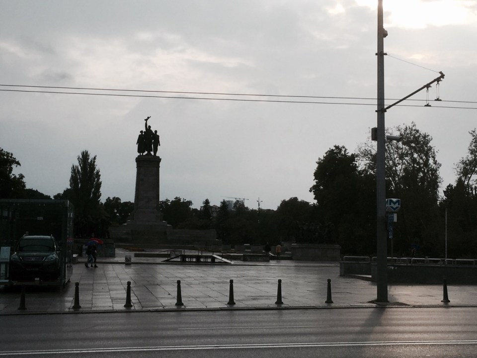 Lots of soviet looking statues - don't know if they're from that era or not