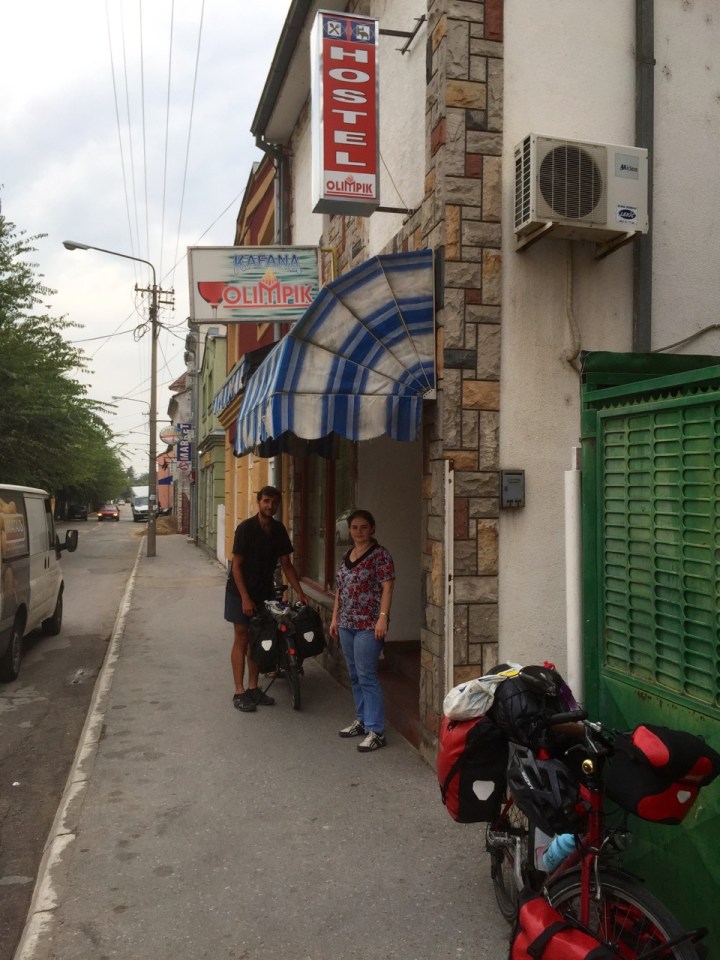 Bidding goodbye to Olivera at Hostel Olimpik