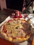Travelling Lobster and I tucking into pizza