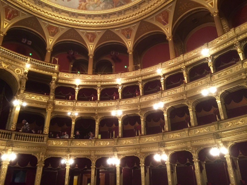 Masses of gold leaf in auditorium