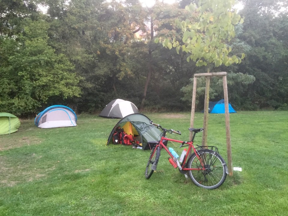 Cold start to the day in Vienna - tent very wet