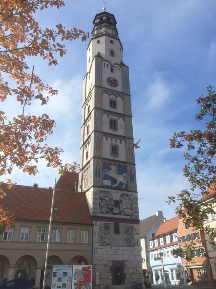 Colourful tower in Lauingen
