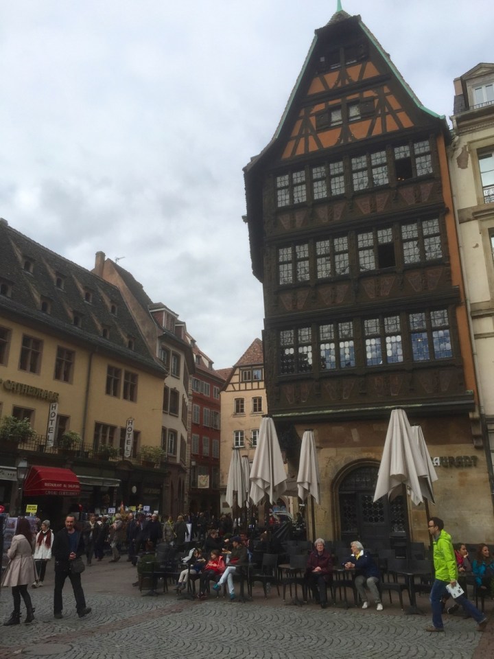 Old city centre, small cafes and wonderful buildings, Strasbourg