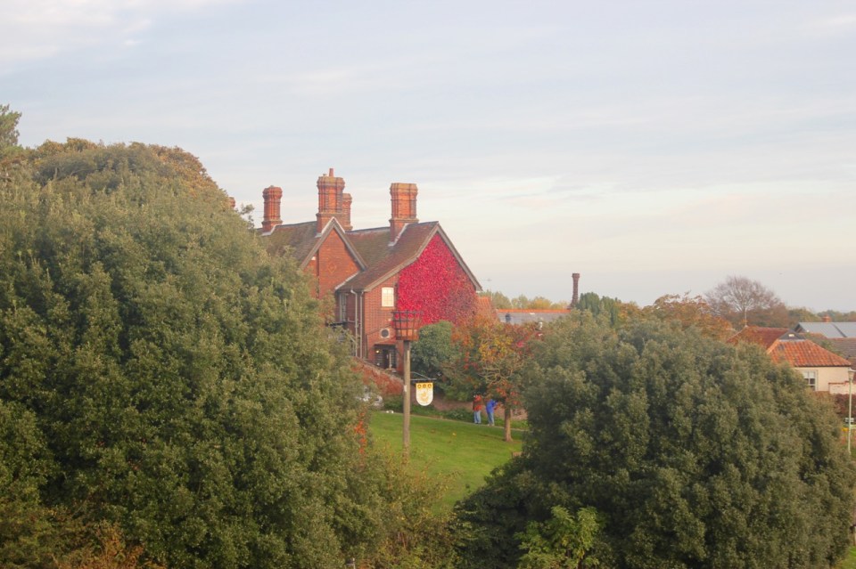 Orford Beacon and dazzling Virginia Creeper