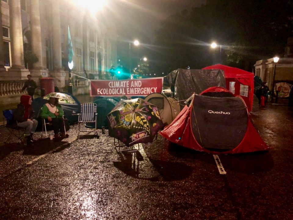 Night falls - tents on Birdcage Walk