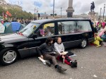 Hearse blocking road in Trafalgar Square