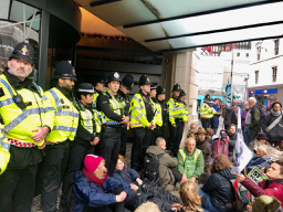 Norwich Rebels block hotel entrance