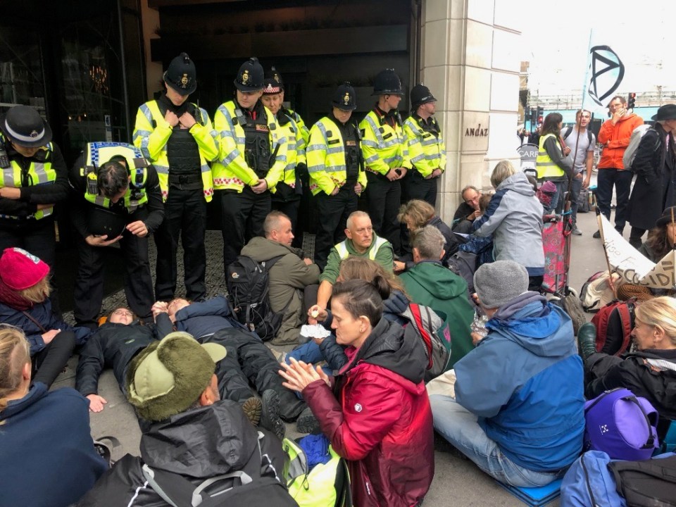 Protest outside the oil and gas summit - Andaz Hotel