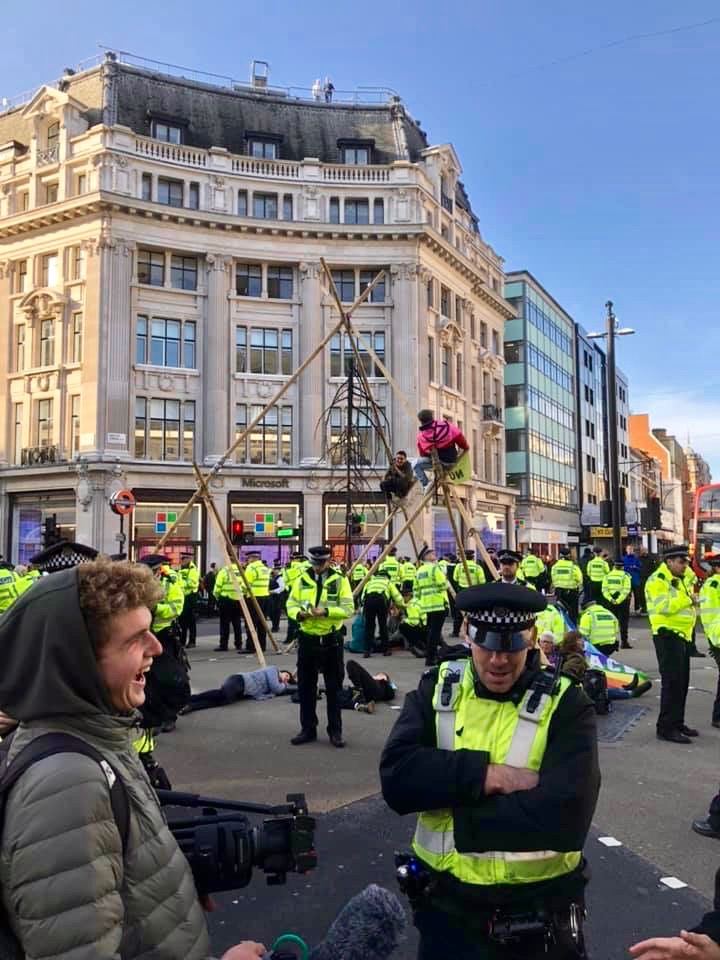 Police arrive to take down tripod