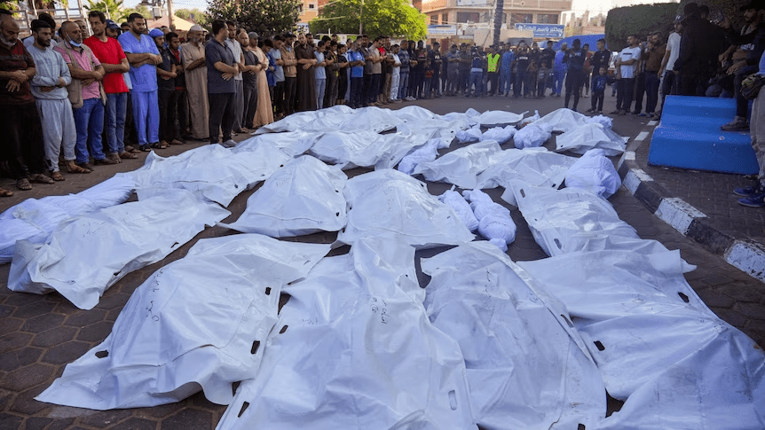 Bodies of murdered Palestinians, including children, in Gaza. Source: ABC News